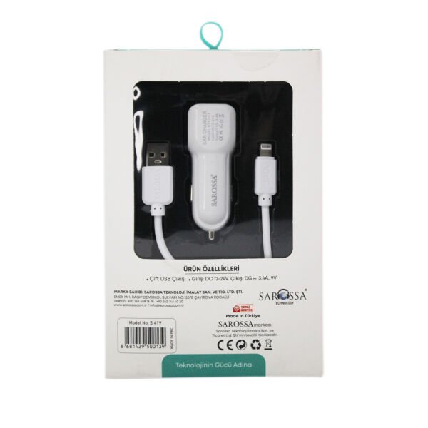 S419 Lightning USB Araç Şarj Seti